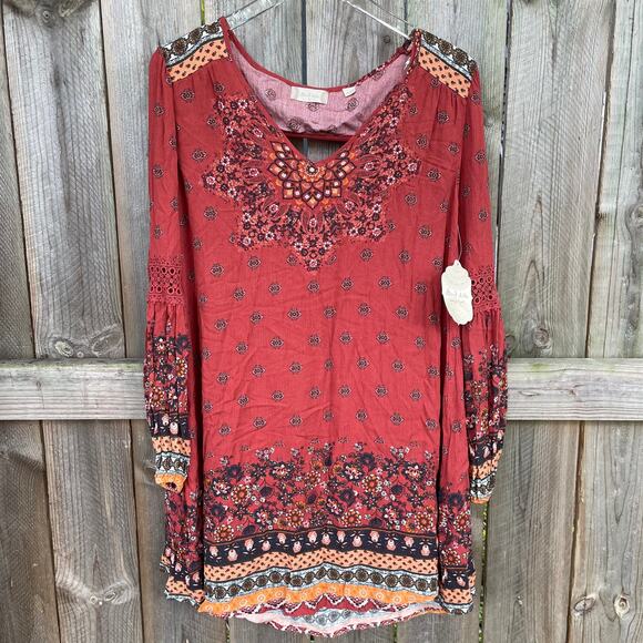 Altar’d State Dress Mini Boho Orange NWT Small Baby Doll Keyhole back - Picture 1 of 11